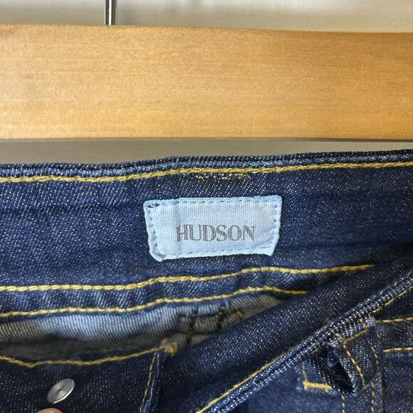 Hudson Signature Blue Dark Wash Lower-Rise Flap Pocket Baby Bootcut Jeans Sz 28 - Picture 5 of 14